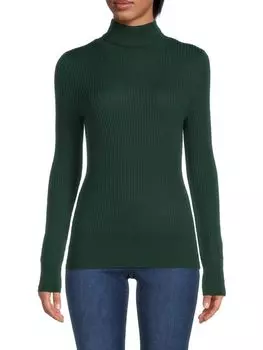 Свитер из смесовой мериносовой шерсти в рубчик Saks Fifth Avenue, зеленый