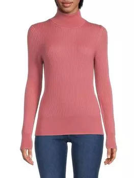 Свитер из смесовой мериносовой шерсти в рубчик Saks Fifth Avenue, цвет Muted Rose