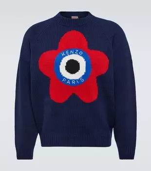 Свитер из смесовой шерсти интарсии Kenzo, синий