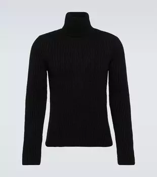 Свитер из смесовой шерсти из альпаки с высоким воротником Saint Laurent, черный