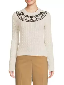 Свитер из смесовой шерсти косой вязки с круглым вырезом Redvalentino, цвет Avorio Nero