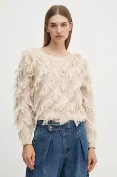 Свитер из смесовой шерсти Oui, бежевый