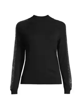 Свитер из смесовой шерсти с кристаллами Milly, черный