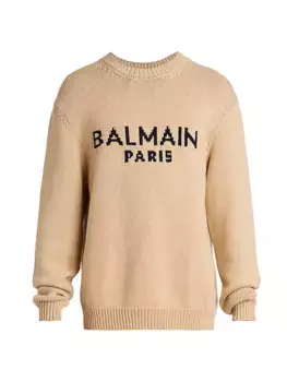 Свитер из смесовой шерсти с логотипом Balmain, черный