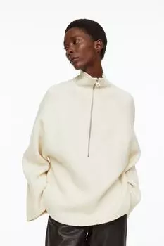 Свитер из смесовой шерсти с молнией H&amp;M, сливочный
