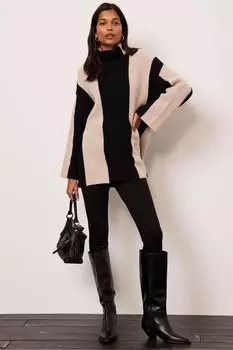 Свитер из смесовой шерсти с полосатым узором Mint Velvet, бежевый