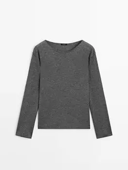 Свитер из смесовой шерсти с вырезом-лодочкой Massimo Dutti, серый