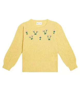 Свитер из смесовой шерсти с вышивкой tikka Morley, желтый