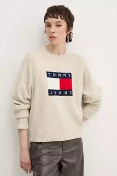 Свитер из смесовой шерсти Tommy Jeans, бежевый