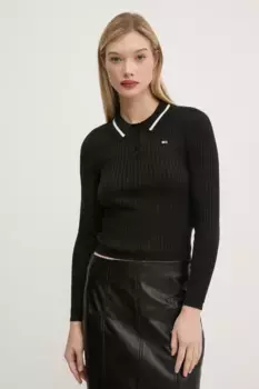 Свитер из смесовой шерсти Tommy Jeans, черный