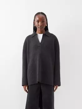 Свитер из смесовой шерсти в рубчик Toteme, серый