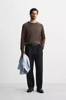 Свитер из текстурированного хлопка ZARA, норка
