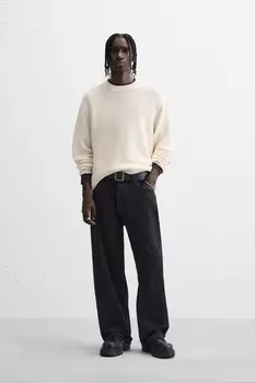 Свитер из текстурированной хлопковой смеси ZARA, бежевый