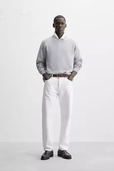 Свитер из текстурированной хлопковой смеси ZARA, серый мергель