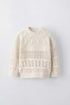 Свитер из текстурированной шенили ZARA, экрю