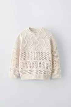 Свитер из текстурированной шенили ZARA, экрю