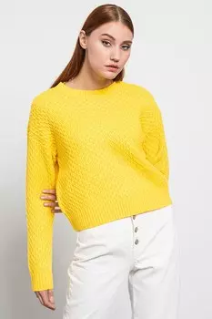 Свитер из тисненой шерсти United Colors Of Benetton, желтый
