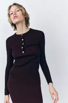 Свитер из тонкой шерсти ZARA, бордовый