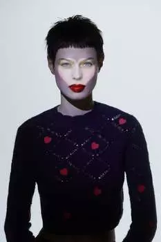 Свитер из трикотажа пуантель с сердцами ZARA, синий