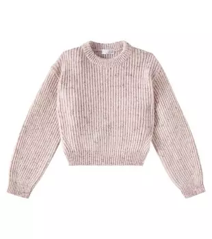 Свитер из твида с добавлением шерсти и мохера Brunello Cucinelli Kids, розовый