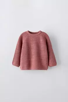 Свитер изнаночной вязки с молнией на четверть ZARA, красноватый