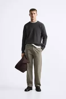 Свитер изнаночной вязки ZARA, антрацитово-серый