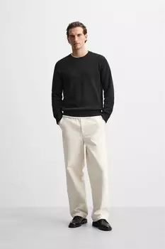 Свитер изнаночной вязки ZARA, черный