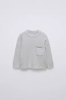 Свитер изнаночной вязки ZARA, светло-серый