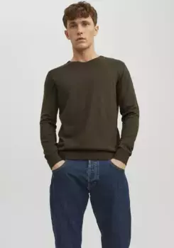 Свитер Jack & Jones с V-образным вырезом "EMIL KNIT V-NECK", оливковый