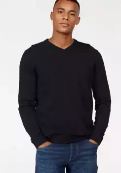 Свитер Jack & Jones с V-образным вырезом "JJEBASIC KNIT V-NECK", черный