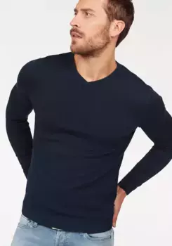 Свитер Jack & Jones с V-образным вырезом "JJEBASIC KNIT V-NECK", синий