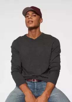 Свитер Jack & Jones с V-образным вырезом "JJEBASIC KNIT V-NECK", серый