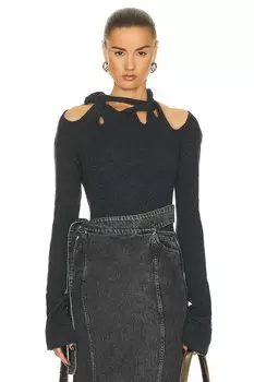 Свитер Jade Cropper Braided Long Sleeve Top, серый