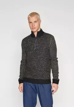 Свитер JCOSPACE HALF ZIP Jack & Jones, черный узор/пейотовый непс