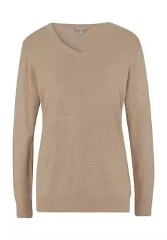 Свитер Эсра, манжеты в рубчик, V-образный вырез, женский Galeria, цвет Sand Mel