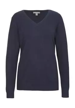 Свитер Эсра, манжеты в рубчик, V-образный вырез, женский Galeria, темно-синий