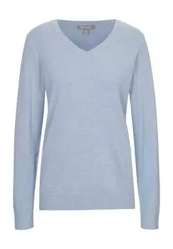 Свитер Эсра, манжеты в рубчик, V-образный вырез, женский Galeria, цвет Blue Mel