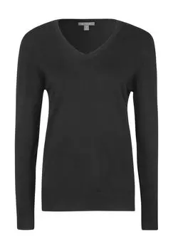 Свитер Эсра, манжеты в рубчик, V-образный вырез, женский Galeria, черный