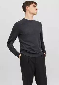 Свитер JJEEMIL CREW NECK NOOS Jack & Jones, темно-серый меланж