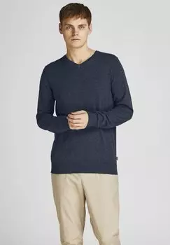 Свитер JJEEMIL V-NECK NOOS Jack & Jones, синий