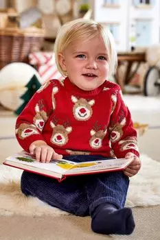 Свитер JoJo Maman bb с оленьим вырезом Jojo Maman Bb, красный