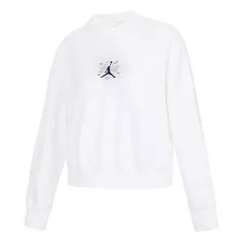 Свитер jordan solid color embroidered round neck long sleeves white hoodie Nike, белый