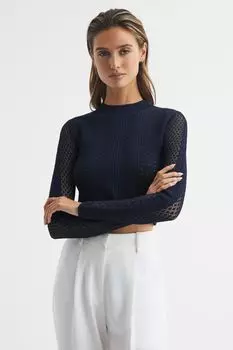 Свитер Judy крючком с длинными рукавами Reiss, синий