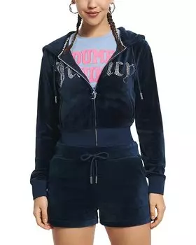 Свитер Juicy Couture Classic Juicy Hoodie With Front Bling, синий