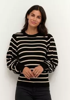 Свитер Kaffe KAMALA, цвет Black/Offwhite Stripe