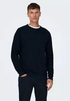 Свитер KALLE REG 12 STRUC CREW NOOS Only & Sons, темно-синий