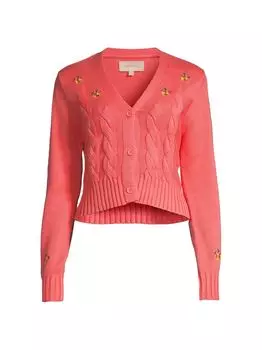 Свитер-кардиган ажурной вязки Denim Bay, розовый