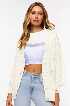 Свитер-кардиган косой вязки Forever 21, кремовый