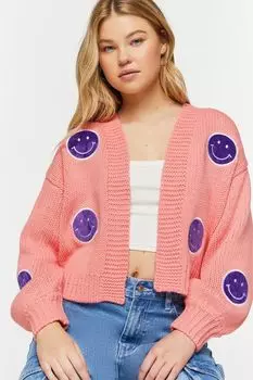 Свитер-кардиган с нашивкой Happy Face Forever 21