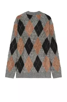 Свитер-кардиган с узором аргайл Wao, серый/черный